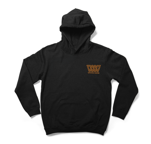 Wood Wide “Coastal Crest” Heavyweight Hoodie – Black